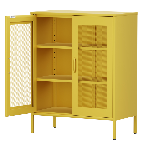 采购产品金属储物柜与网眼门，酒柜与可调货架的厨房，客厅，家庭办公室，黄色-8