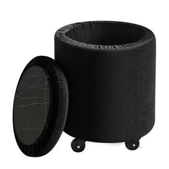 NX71绒布黑色滑轮储物凳
