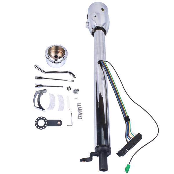 A3-汽车转向柱 32"GM Steering Column Tilt Auto No Key Universal W/ 9 Holes Wheel Adapter Chrome-5