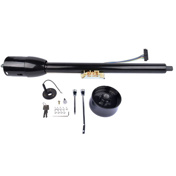 A3-汽车转向柱 Black 32" Floor Shift Tilt Manual Steering Column w/ Key & 9 Hole Wheel Adpater-7