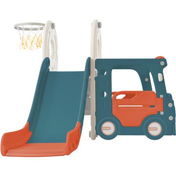 带巴士游乐设施的儿童滑梯、带幼儿滑梯的独立式巴士玩具、带篮球架的巴士滑梯套装