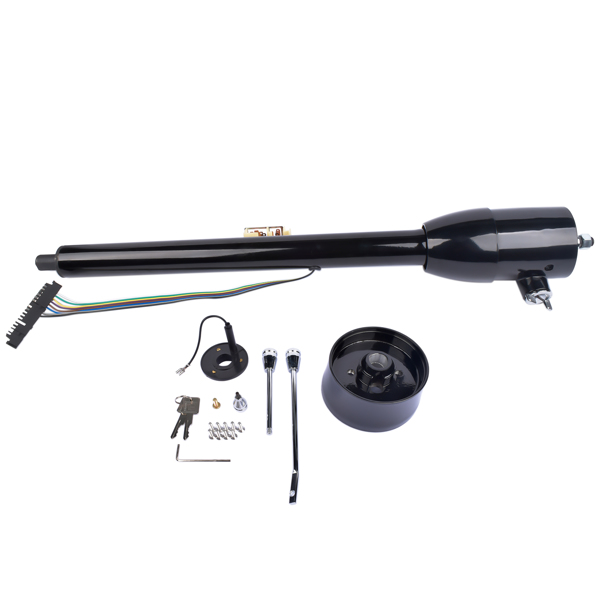 A3-汽车转向柱 30" Tilt Manual Floor Shift Steering Column with Key & 9 Bolt Adapter Black NEW-1