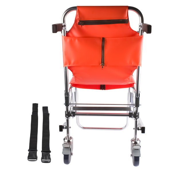 A3-EMS楼梯椅带刹车两轮橙色 Foldable Lightweight EMS Stair Chair with Brake, Medical Emergency Evacuation Lifting Climbing Wheelchair Two Wheel Orange-8