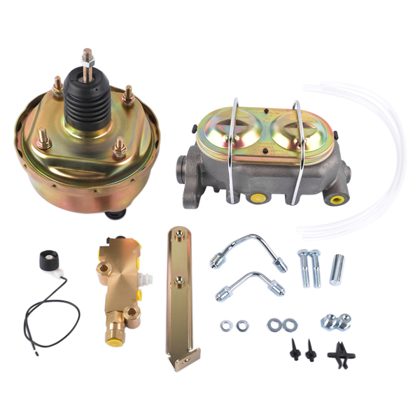 刹车总成 7" Single Zinc Power Brake Booster + 1" Bail Top Master Cylinder + Disc/Drum Proportioning Valve Kit-1