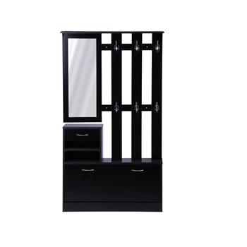 三合一组合型门柜+鞋柜+挂架+镜子 黑色
