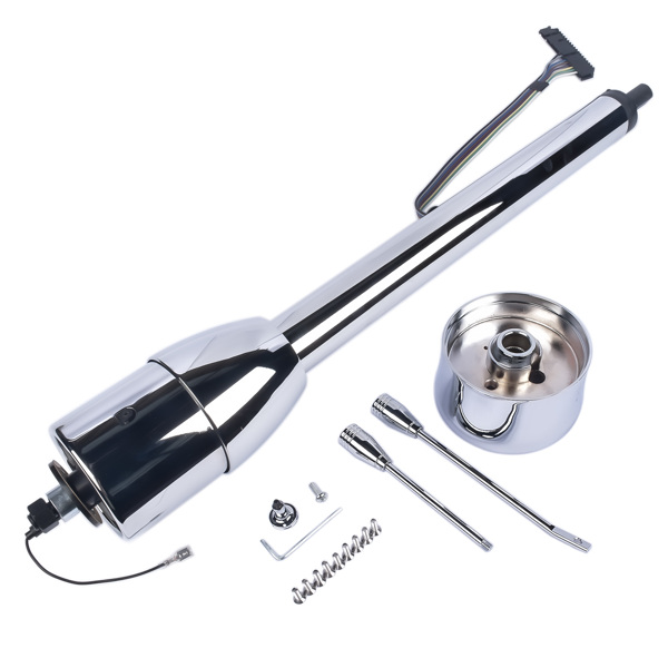 A3-汽车转向柱 28" Chrome Tilt Street Rod Floor Shift Steering Column with Wheel Adapter No Key-3