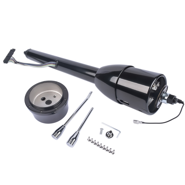 A3-汽车转向柱 28" Black Stainless Tilt Steering Column Manual Floor Shift No Key with Adapter-6