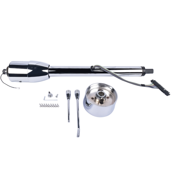 A3-汽车转向柱 28" Chrome Tilt Street Rod Floor Shift Steering Column with Wheel Adapter No Key-5