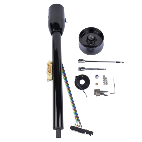 A3-汽车转向柱 30" Tilt Manual Floor Shift Steering Column with Key & 9 Bolt Adapter Black NEW-4