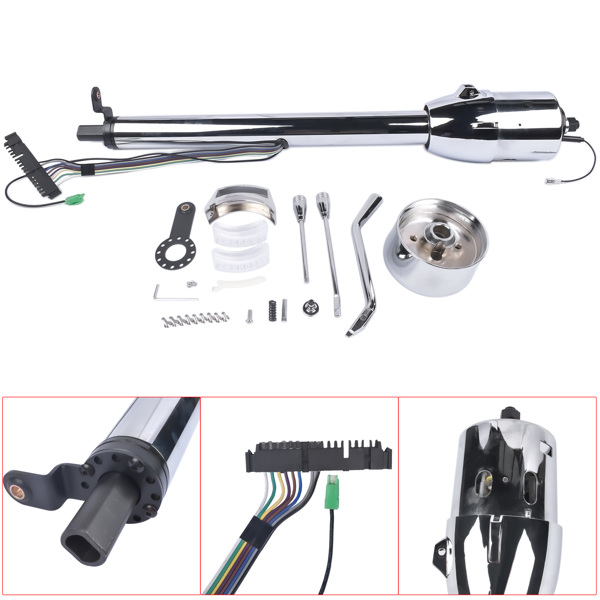 A3-汽车转向柱 28" Chrome Automatic GM Universal Steering Column w/ 9 Hole Wheel Adapter No Key-2