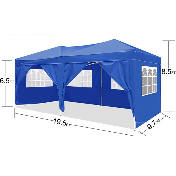 10'x20'弹出式遮阳篷户外便携式派对折叠帐篷，带 6 个可拆卸侧壁 + 便携包 + 4 个配重袋-7