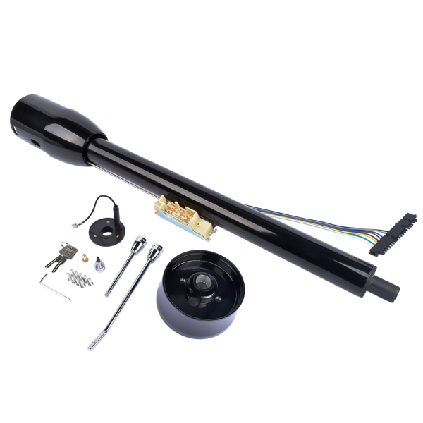 A3-汽车转向柱 30" Tilt Manual Floor Shift Steering Column with Key & 9 Bolt Adapter Black NEW-2