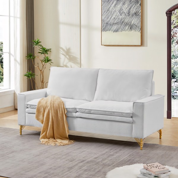 白色，绒布室内双人沙发，金属脚，199.5*80.5*97cm-2