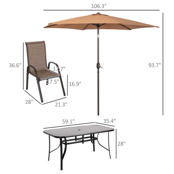 户外餐桌椅套餐带雨伞 -2