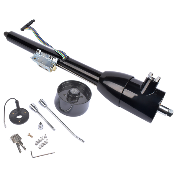 A3-汽车转向柱 28" Black Tilt Street Rod Floor Shift Steering Column w/ Wheel Adapter & Key-3