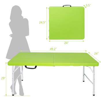 4 英尺绿色便携式折叠桌室内和室外最大重量 135 千克可折叠桌适合露营