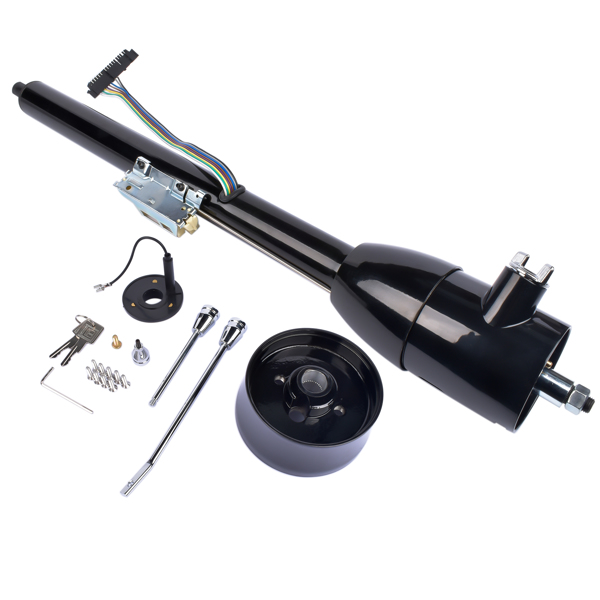 A3-汽车转向柱 30" Tilt Manual Floor Shift Steering Column with Key & 9 Bolt Adapter Black NEW-3