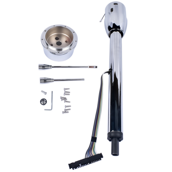 A3-汽车转向柱 28" Chrome Tilt Street Rod Floor Shift Steering Column with Wheel Adapter No Key-6