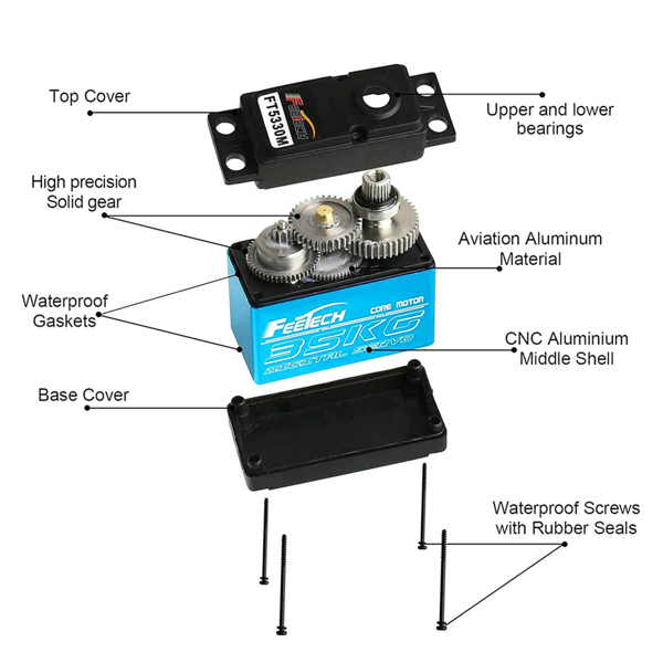 数码180度35KG金属车模攀爬车航模数字舵机 FT5330M （认证未出）-13