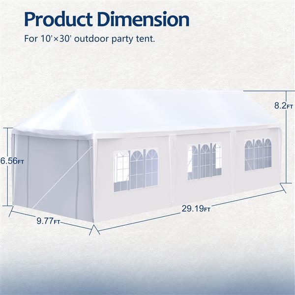 10x30 英尺婚礼派对天篷帐篷户外凉亭，带 8 个可拆卸侧壁-7