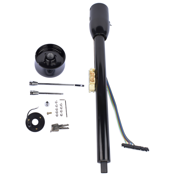 A3-汽车转向柱 Black 32" Floor Shift Tilt Manual Steering Column w/ Key & 9 Hole Wheel Adpater-4