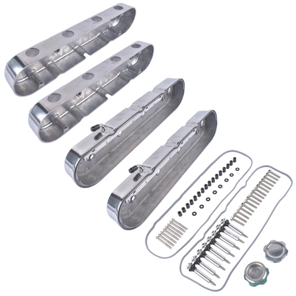 气门室盖 Aluminum Polished Valve Covers JM8082-2P for Chevy Small Block V8 GEN III/IV LS-2