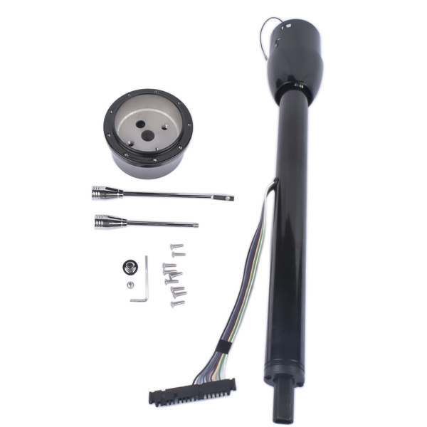 A3-汽车转向柱 30" GM Steering Column Tilt Manual Floor Shift No Key w/ ADAPTER Hot Rod Black-5