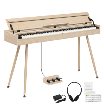 【AM不售卖】Glarry GDP-206/A-802 88键重锤键盘 立盖嵌入式支架款 自然原木 电钢琴 美国