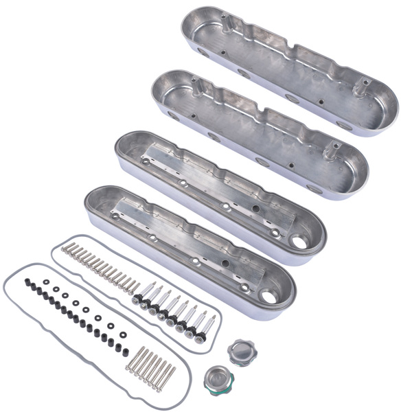 气门室盖 Aluminum Polished Valve Covers JM8082-2P for Chevy Small Block V8 GEN III/IV LS-4