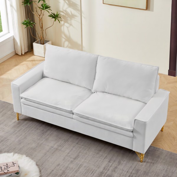 白色，绒布室内双人沙发，金属脚，199.5*80.5*97cm-3