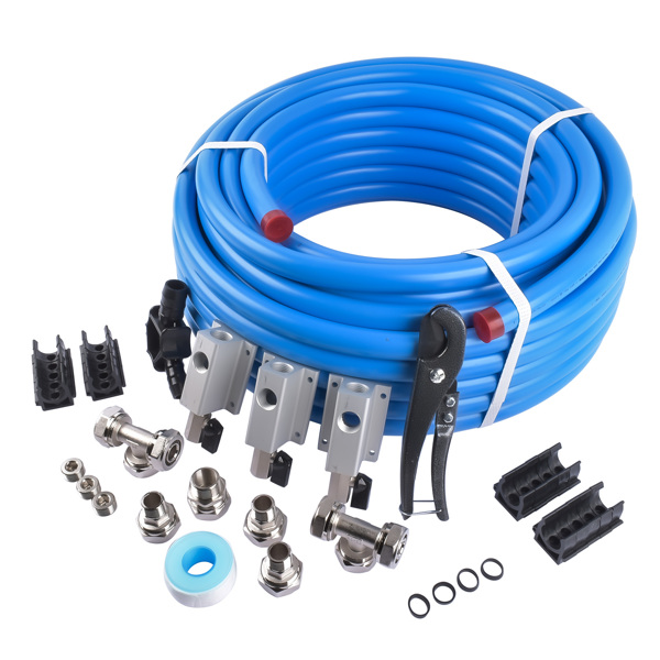  空气压缩机管路套件 Compressed Air System Master Kit for M7500 3/4 Inch Pipe x 100 FT 2 Tee Fittings-2