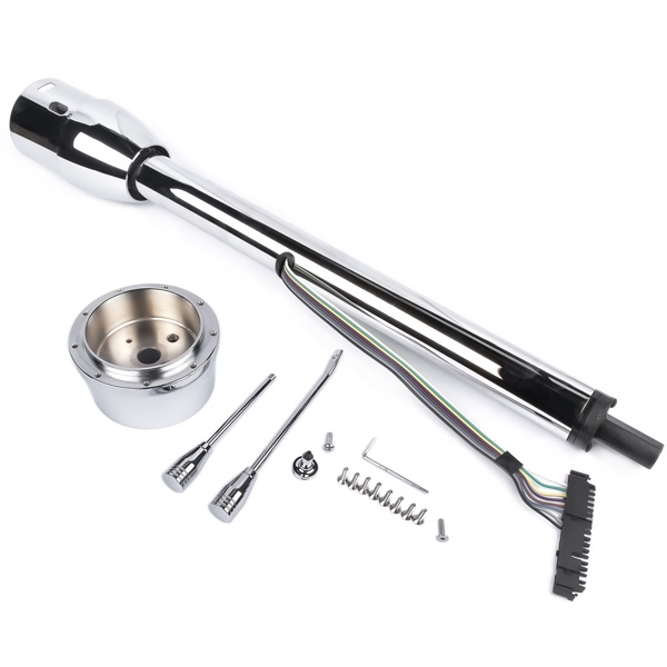 A3-汽车转向柱 30" Chrome Tilt Street Rod Floor Shift Steering Column with Wheel Adapter No Key-4