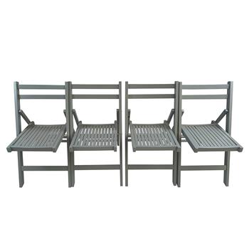 家具板条木折叠特殊活动椅 - 灰色，4 件套，折叠椅，可折叠式