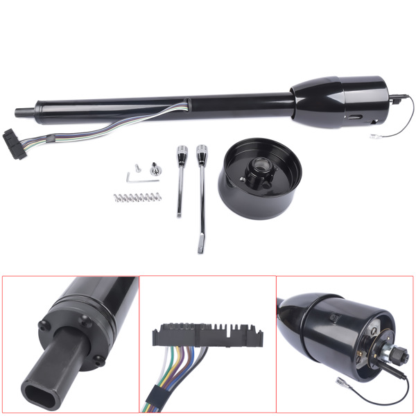 A3-汽车转向柱 30" GM Steering Column Tilt Manual Floor Shift No Key w/ ADAPTER Hot Rod Black-1