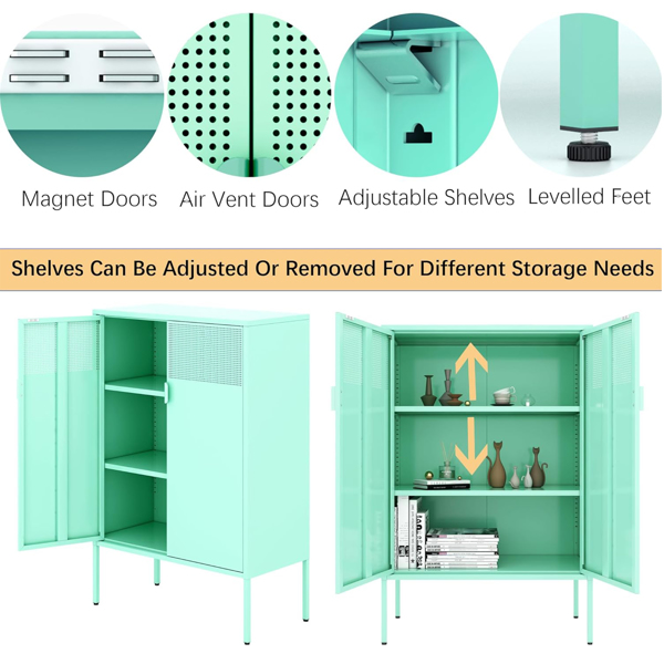钢制储物柜，可调层压板，侧柜，鞋柜，绿色储物柜-5