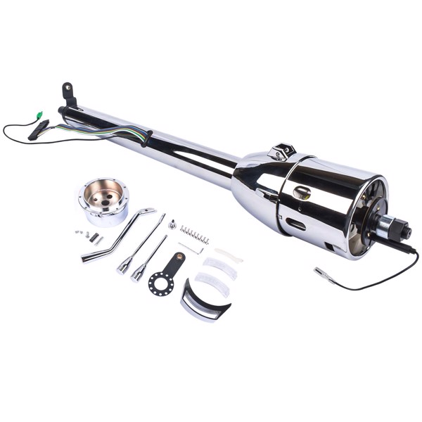 A3-汽车转向柱 30" GM Steering Column Tilt Automatic No Key Universal W/ 9 Holes Adapter Chrome-4