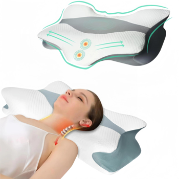 记忆泡沫颈枕，1件套柔软舒适的轮廓睡眠枕，适合春季日常使用，非常适合侧睡和后睡。人体工程学设计为颈部和肩部提供止痛、矫形支撑。