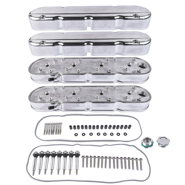 气门室盖 Polished Engine Valve Covers for Chevrolet Small Block V8 LS1 LS2 LS3 LS6 293 325 364 376 427 Ci 8082-3P 8082-3 JM8082-3-1