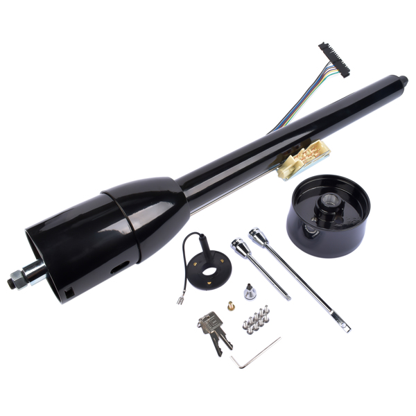 A3-汽车转向柱 30" Tilt Manual Floor Shift Steering Column with Key & 9 Bolt Adapter Black NEW-6