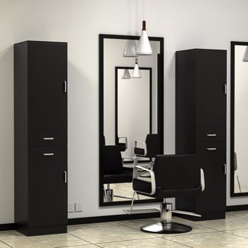 发型师沙龙站，带电器支架的沙龙储物柜，带 2 个储物柜和 3 个抽屉的美发沙龙家具套装