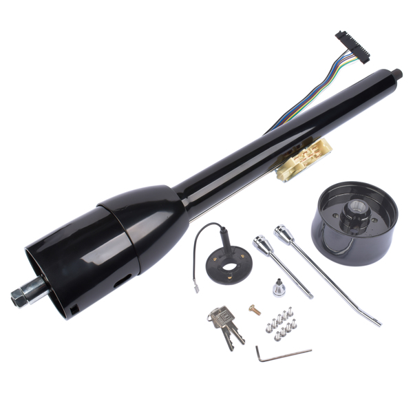 A3-汽车转向柱 28" Black Tilt Street Rod Floor Shift Steering Column w/ Wheel Adapter & Key-2