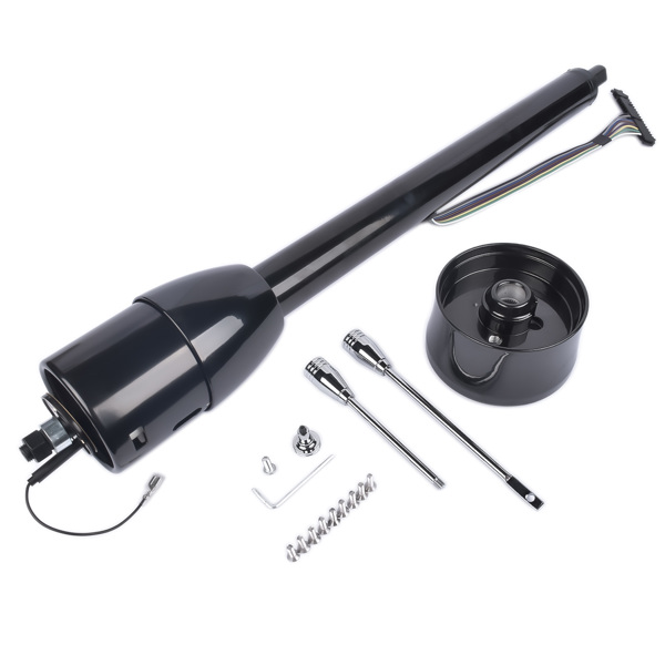 A3-汽车转向柱 30" GM Steering Column Tilt Manual Floor Shift No Key w/ ADAPTER Hot Rod Black-6