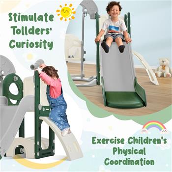 幼儿滑梯和秋千套装 5 合 1，儿童游乐场攀爬滑梯玩具套装带望远镜，独立式组合，适合婴儿室内和室外