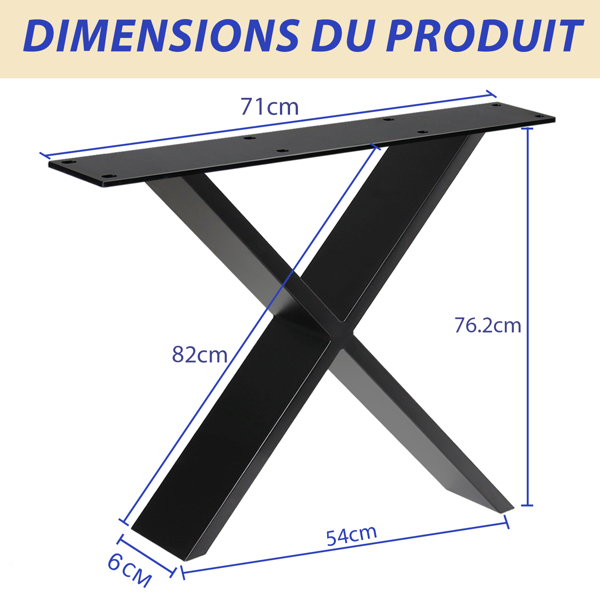 金属桌腿，76 厘米X形桌框，家具 DIY 用桌腿，适用于餐桌、会议桌、茶几，两件装-5