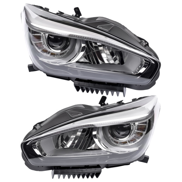 汽车大灯 Pair Front Headlight Headlamp Assembly Non AFS Full LED For Infiniti Q70 Sedan 2015-2019 Driver+Passenger Side 260604AP0A 260604AP0B 260104AP0A 260104AP0B-3