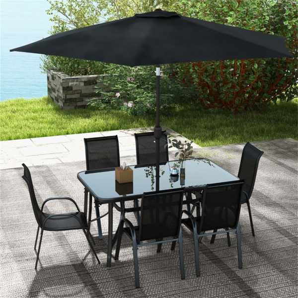 户外餐桌椅套餐带雨伞 -1