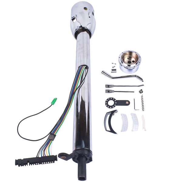 A3-汽车转向柱 30" GM Steering Column Tilt Automatic No Key Universal W/ 9 Holes Adapter Chrome-7