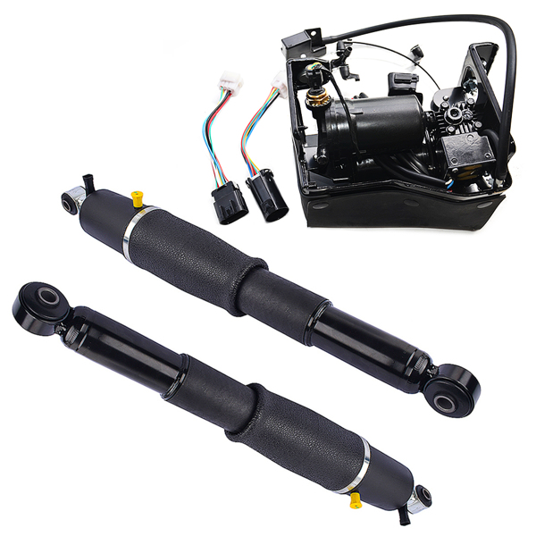 空气悬挂减震器 Pair Rear Air Suspension Shocks + Compressor Pump for Cadillac Escalade Chevrolet Avalanche Suburban 1500 Tahoe GMC Yukon 2001-2013 25979391 19300046 19299545-5