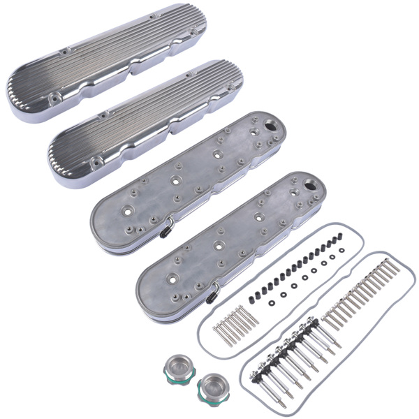 气门室盖 Aluminum Polished Valve Covers JM8082-2P for Chevy Small Block V8 GEN III/IV LS-3