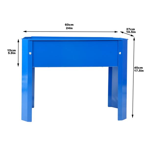 高架花坛金属高架户外花盆箱适用于后院和露台大花盆适合蔬菜和花卉蓝色*2-6
